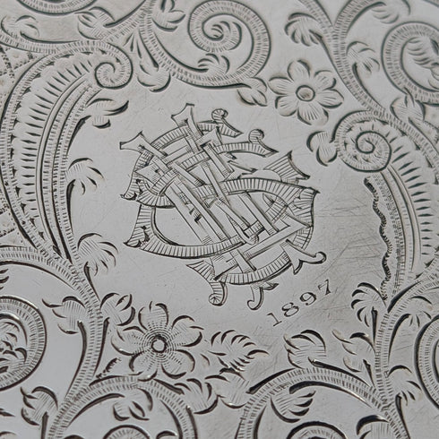 1896年 英国アンティーク 純銀製 両開き型カードケース 120g George Unite 極美品